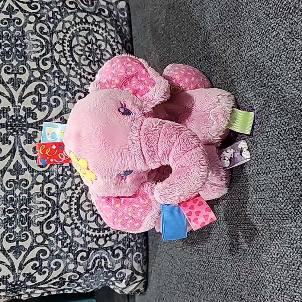 Taggies 10 inch plush elephant pink stuffed animal baby toy plushie lovie stuffi